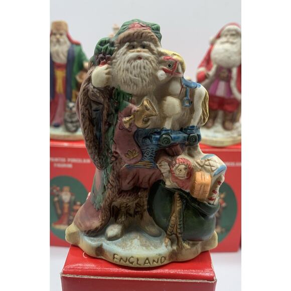 Vtg Hand Painted Porcelain Santas Of The Nations Figurine Lot Of 5 Original Box - Picture 2 of 6